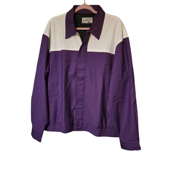 Bogey Boys Purple/ White Colorblock Golf Athletic Jacket Elastic Hem Cuffs XL‎ - Picture 1 of 7